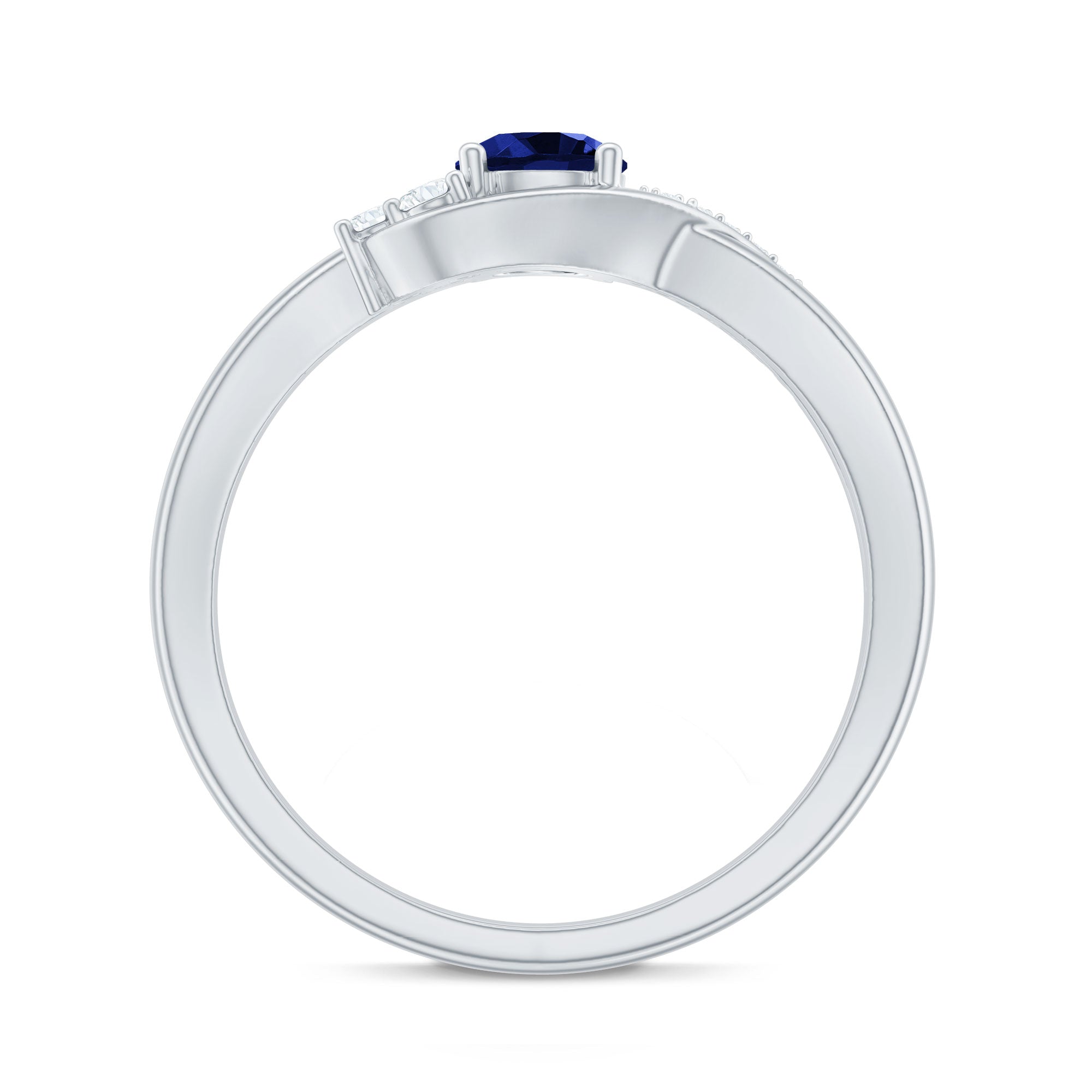 Certified 0.6 Carat Lab Grown Blue Sapphire Diamond Promise Ring for Women AAAA - Rosec Jewels