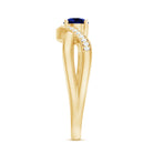 Certified 0.6 Carat Lab Grown Blue Sapphire Diamond Promise Ring for Women AAAA - Rosec Jewels