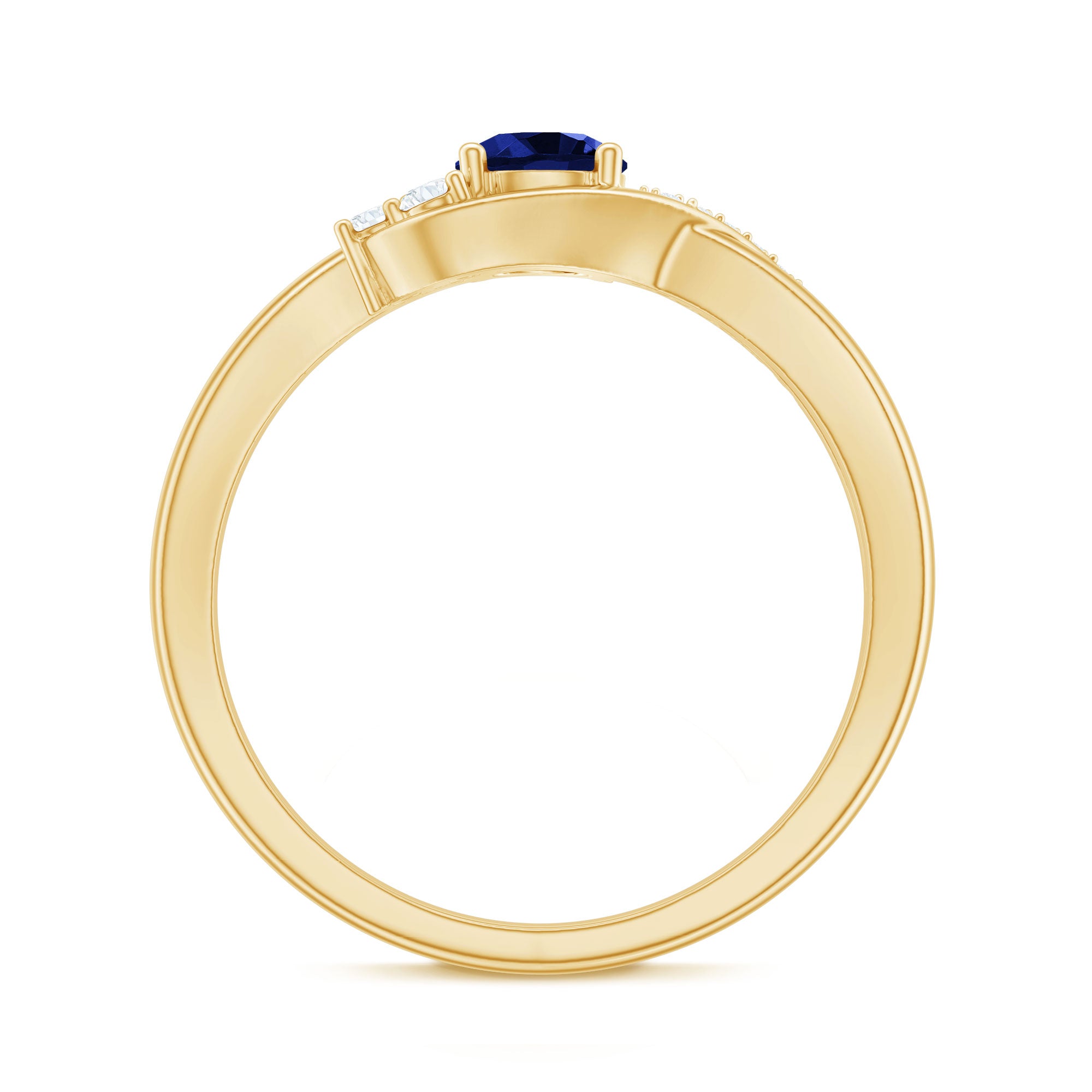 Certified 0.6 Carat Lab Grown Blue Sapphire Diamond Promise Ring for Women AAAA - Rosec Jewels
