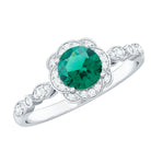Rosec Jewels-Lab Grown Emerald Art Deco Engagement Ring With Diamond