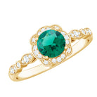 Rosec Jewels-Lab Grown Emerald Art Deco Engagement Ring With Diamond