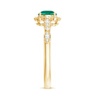 Rosec Jewels-Lab Grown Emerald Art Deco Engagement Ring With Diamond