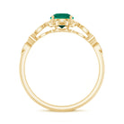 Rosec Jewels-Lab Grown Emerald Art Deco Engagement Ring With Diamond