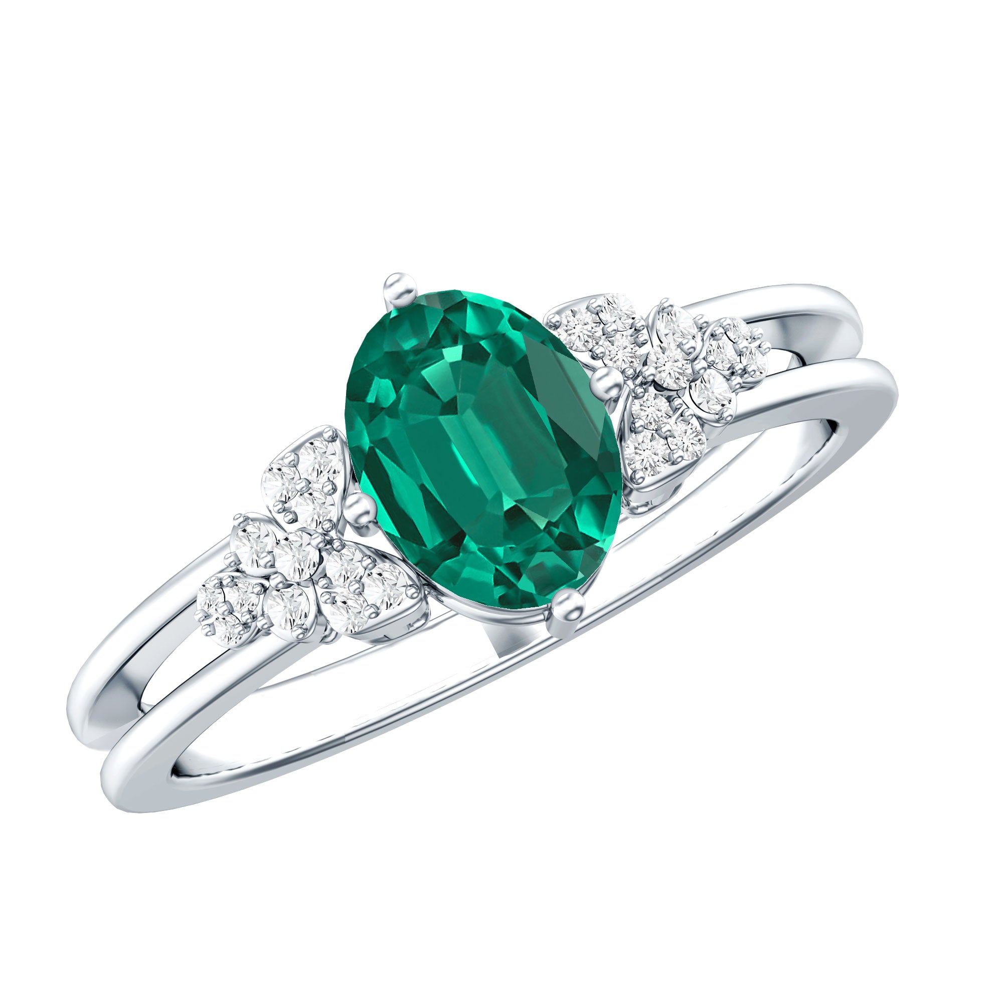 Rosec Jewels-Designer Lab Grown Emerald Engagement Ring