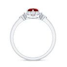 Lab Grown Ruby and Diamond Flower Engagement Ring AAAA - Rosec Jewels