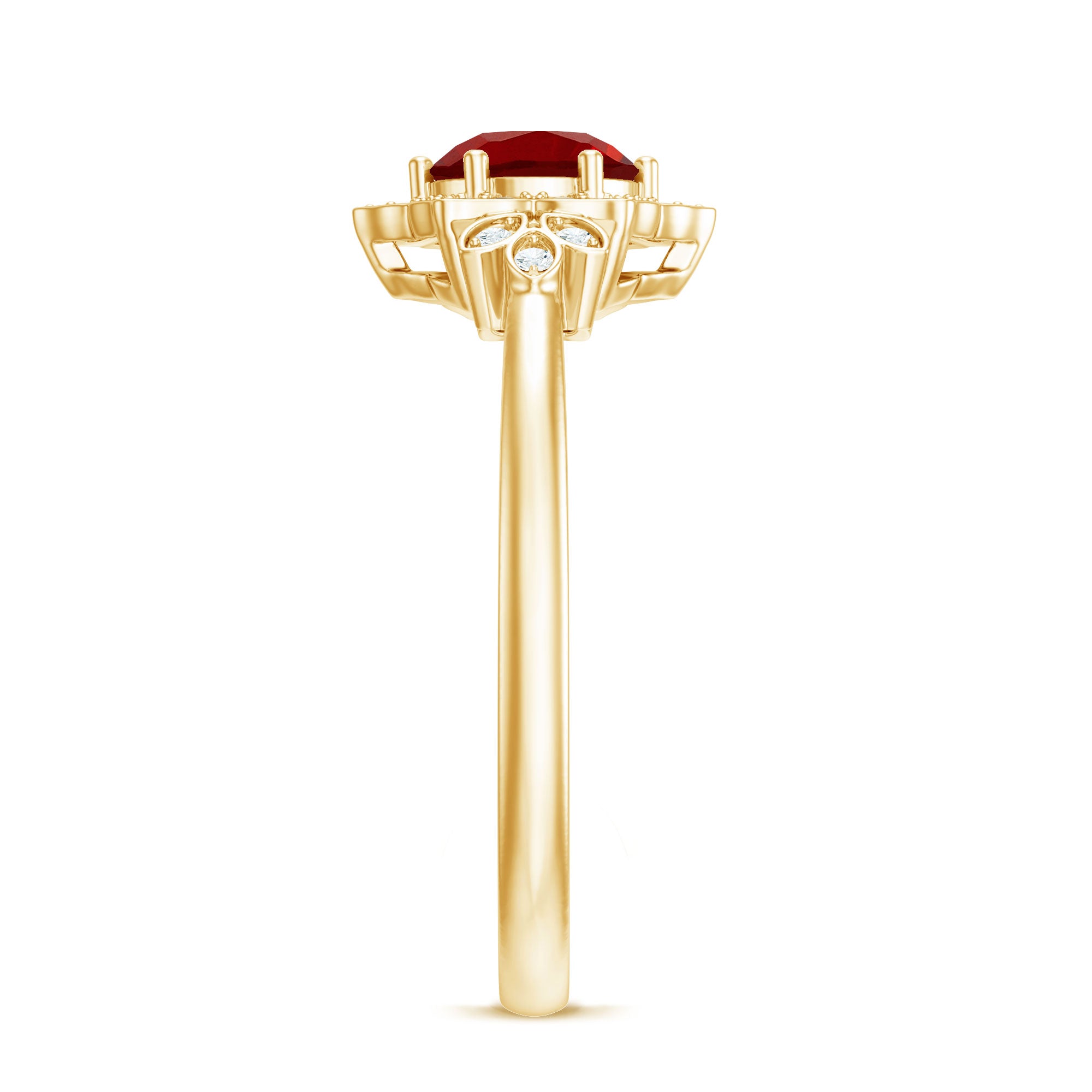 Lab Grown Ruby and Diamond Flower Engagement Ring AAAA - Rosec Jewels