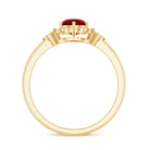 Lab Grown Ruby and Diamond Flower Engagement Ring AAAA - Rosec Jewels