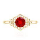Lab Grown Ruby and Diamond Flower Engagement Ring AAAA - Rosec Jewels