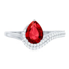 Rosec Jewels-Pear Shaped Lab Created Ruby and Diamond Designer Engagement Ring