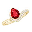 Rosec Jewels-Pear Shaped Lab Created Ruby and Diamond Designer Engagement Ring