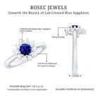 Natural Inspired 0.6 Carat Lab Grown Blue Sapphire Engagement Ring with Diamond Halo AAAA - Rosec Jewels