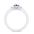 Natural Inspired 0.6 Carat Lab Grown Blue Sapphire Engagement Ring with Diamond Halo AAAA - Rosec Jewels