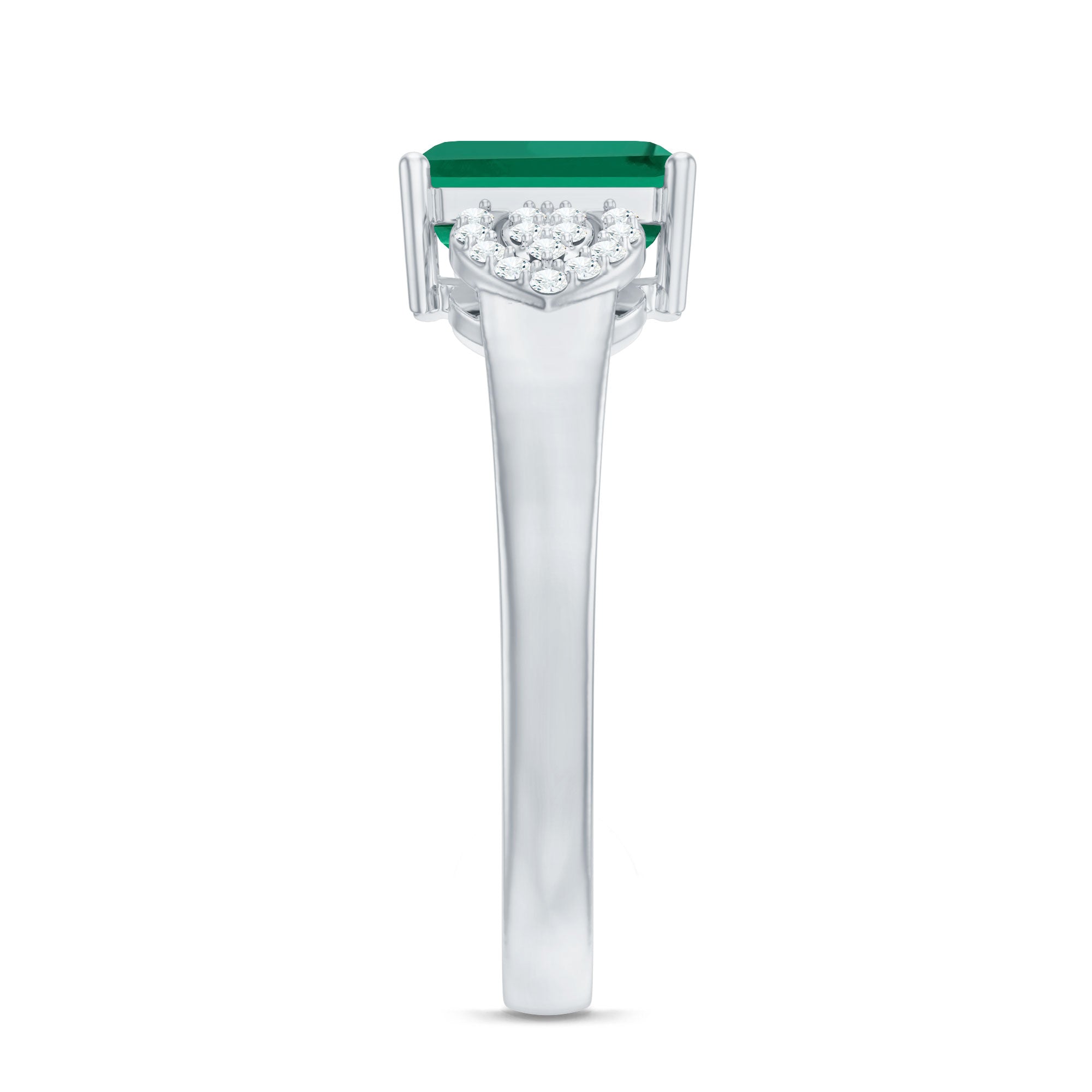 Lab Grown Emerald Designer Engagement Ring With Diamond AAAA - Rosec Jewels