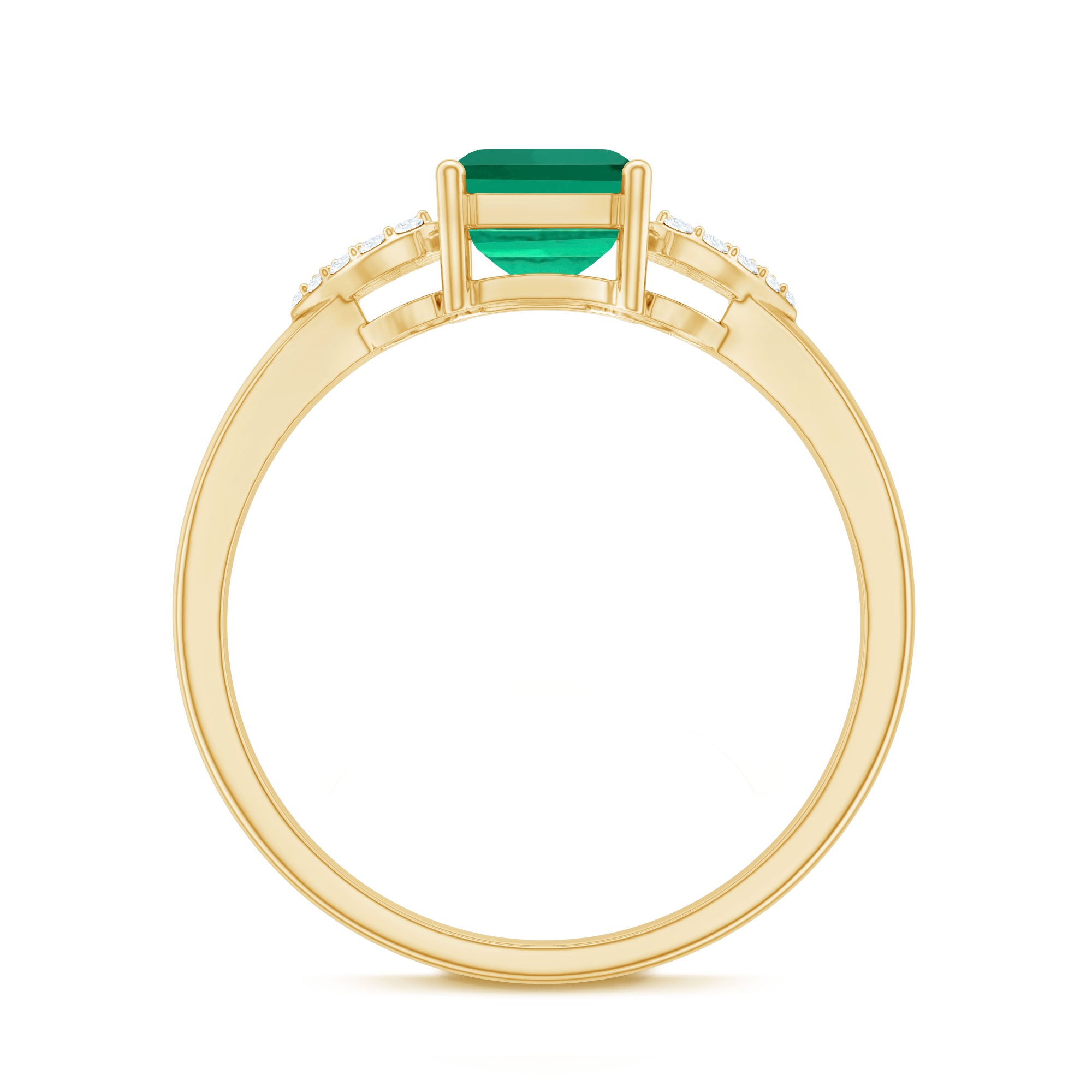 Lab Grown Emerald Designer Engagement Ring With Diamond AAAA - Rosec Jewels