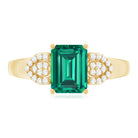 Lab Grown Emerald Designer Engagement Ring With Diamond AAAA - Rosec Jewels