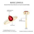 Bezel Set Lab Grown Ruby Teardrop Engagement Ring AAAA - Rosec Jewels