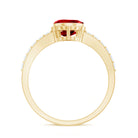 Bezel Set Lab Grown Ruby Teardrop Engagement Ring AAAA - Rosec Jewels