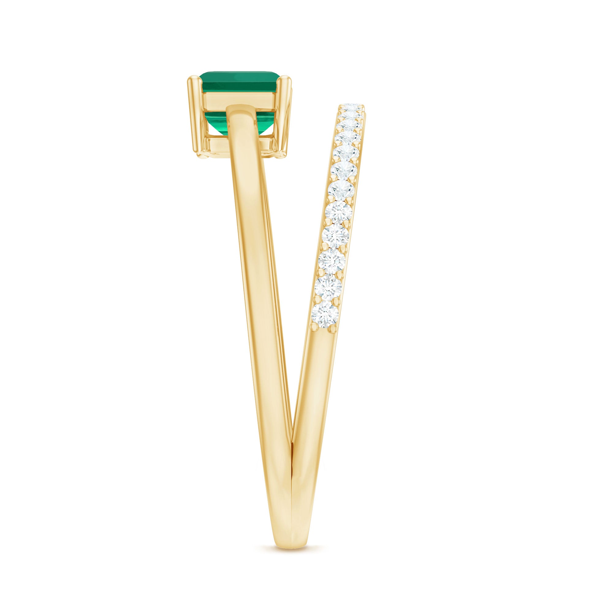 Rosec Jewels-Certified Lab Grown Emerald East West Engagement Ring