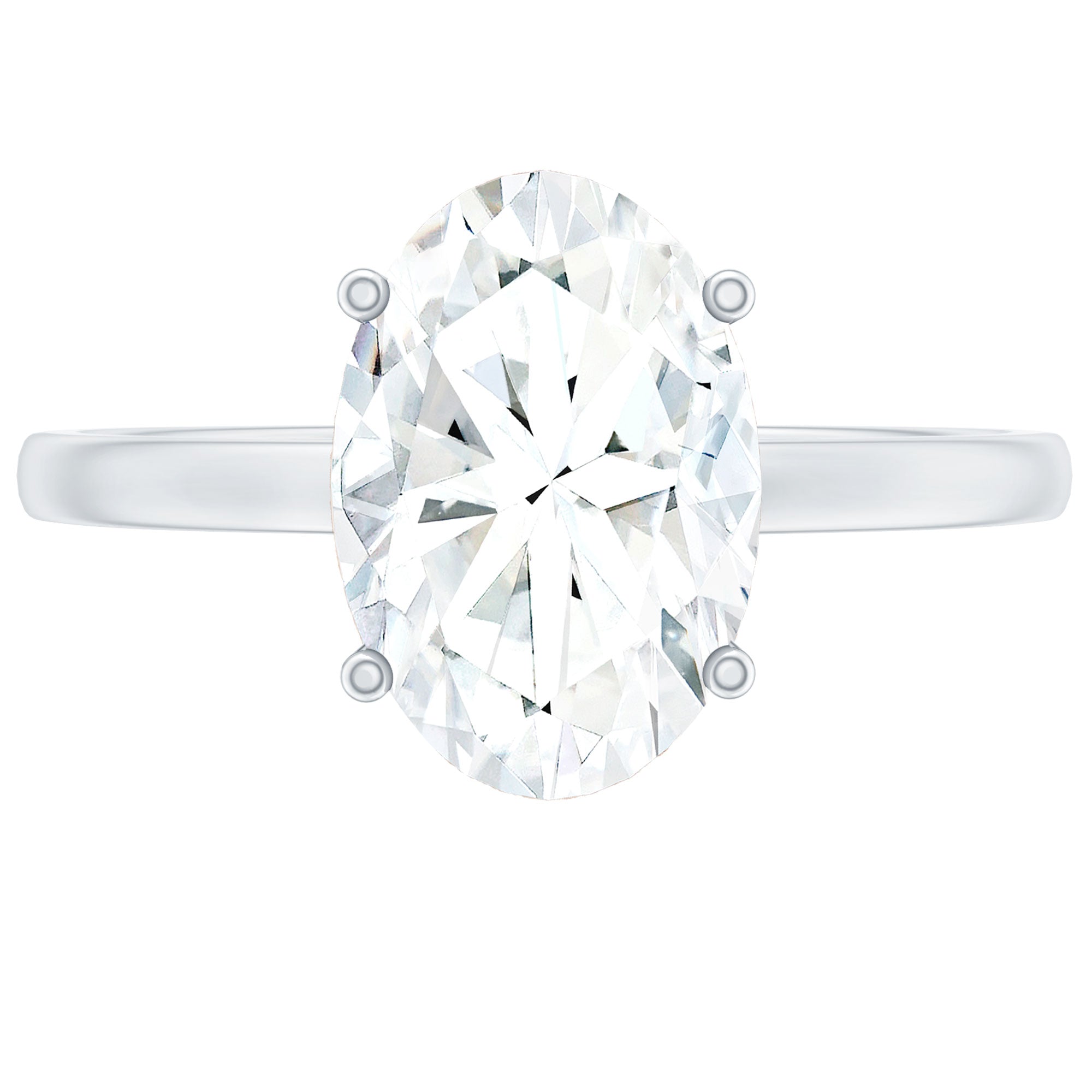 Rosec Jewels-Certified 6X8mm Solitaire Moissanite Oval Engagement Ring