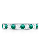 Certified Lab Grown Emerald Diamond Half Eternity Anniversary Band in Channel Setting AAAA - Rosec Jewels