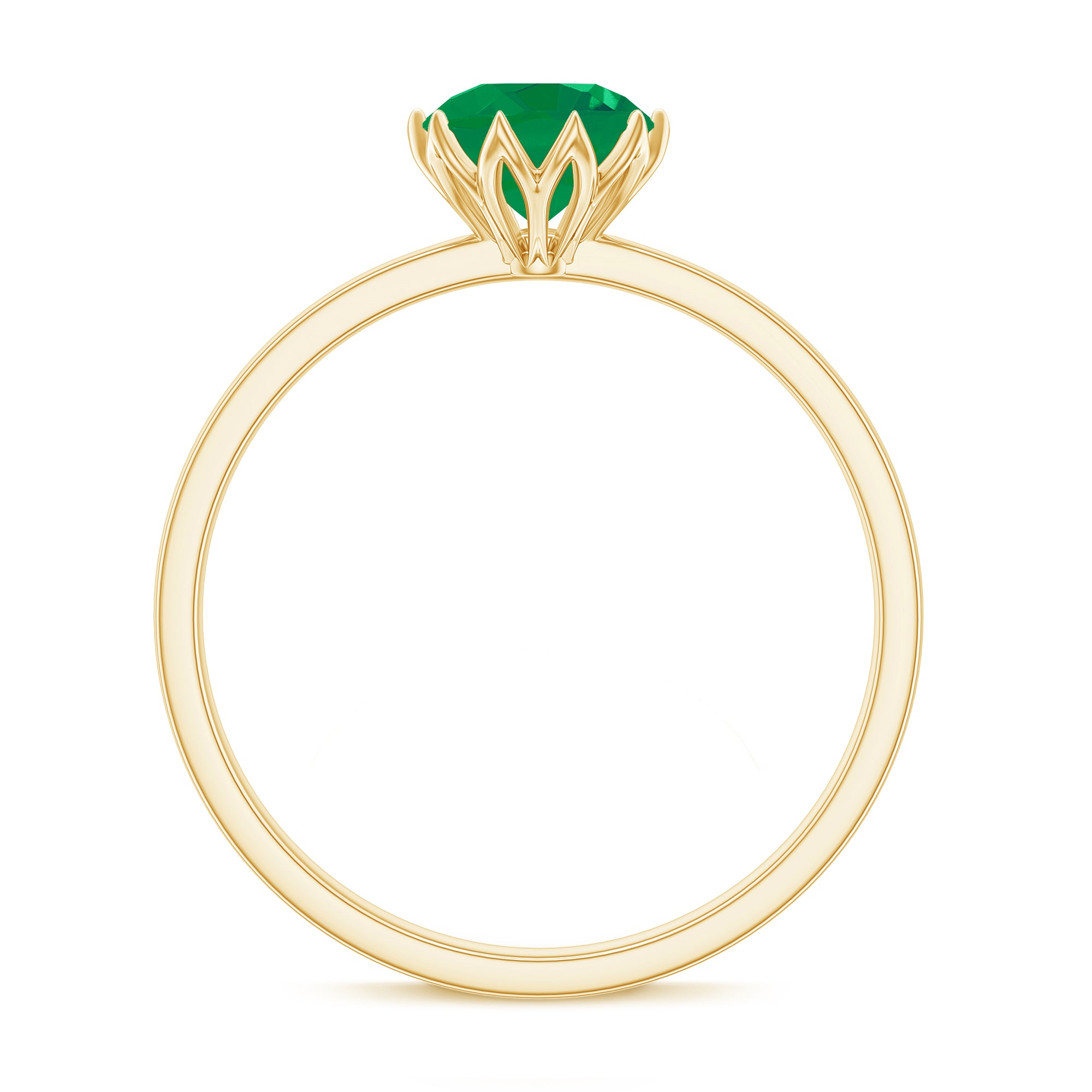 Natural Solitaire Emerald Promise Ring in Lotus Basket Setting AAA - Rosec Jewels