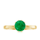 Natural Solitaire Emerald Promise Ring in Lotus Basket Setting AAA - Rosec Jewels