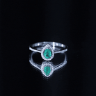Certified Emerald Teardrop Engagement Ring with Diamond Halo AAA - Rosec Jewels