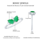 Rosec Jewels-Natural Pear Shape Emerald Toi Et Moi Engagement Ring with Diamond