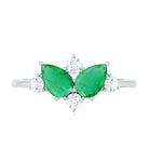 Rosec Jewels-Natural Pear Shape Emerald Toi Et Moi Engagement Ring with Diamond