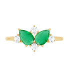 Rosec Jewels-Natural Pear Shape Emerald Toi Et Moi Engagement Ring with Diamond