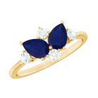 Rosec Jewels-Genuine Blue Sapphire and Diamond Cluster Engagement Ring with Certificate