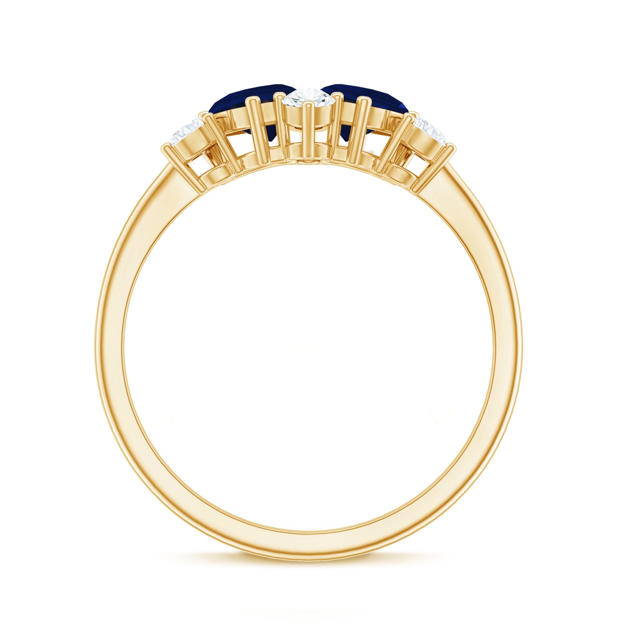 Rosec Jewels-Genuine Blue Sapphire and Diamond Cluster Engagement Ring with Certificate