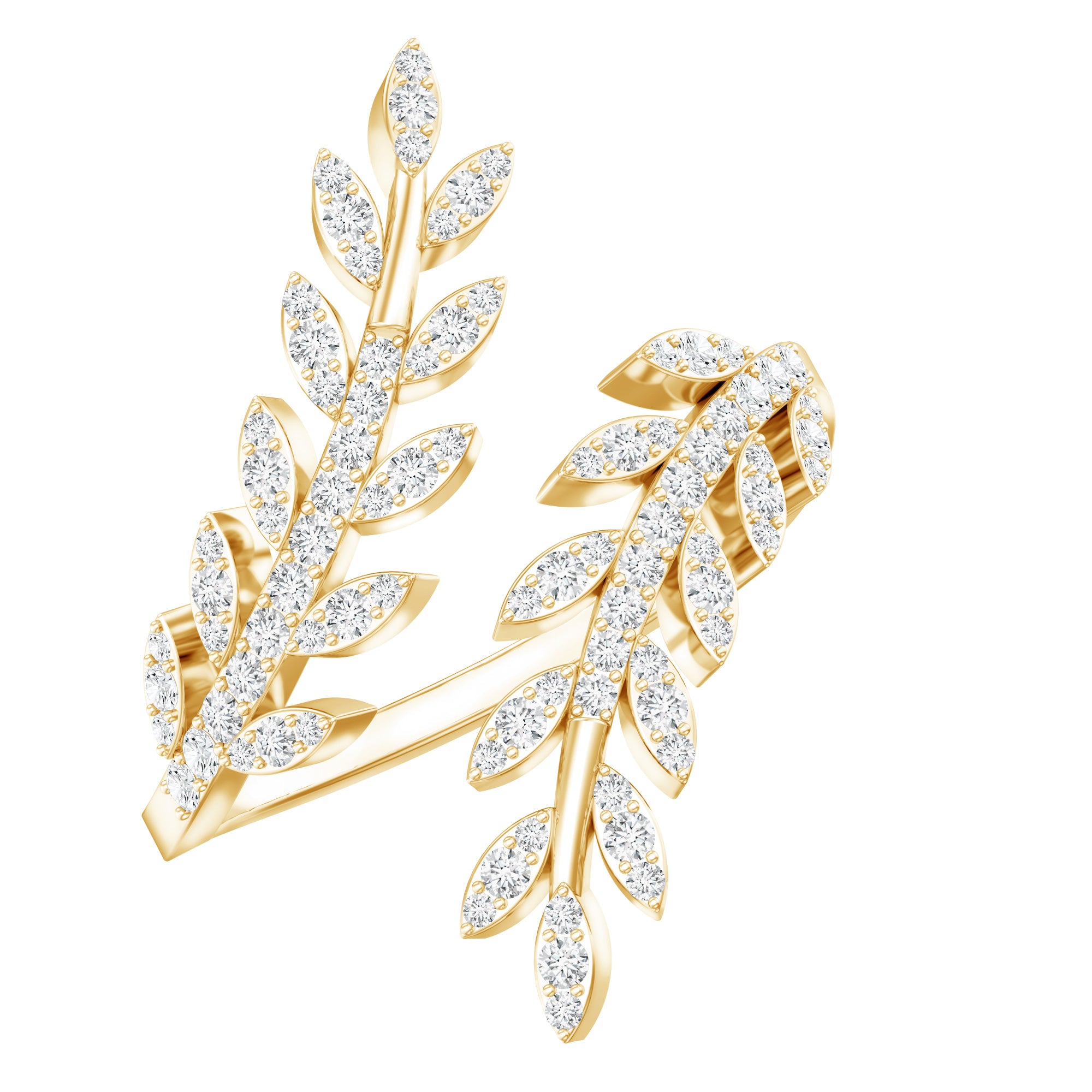 Certified Moissanite Leaf Wrap Ring for Women D-VS1 - Rosec Jewels