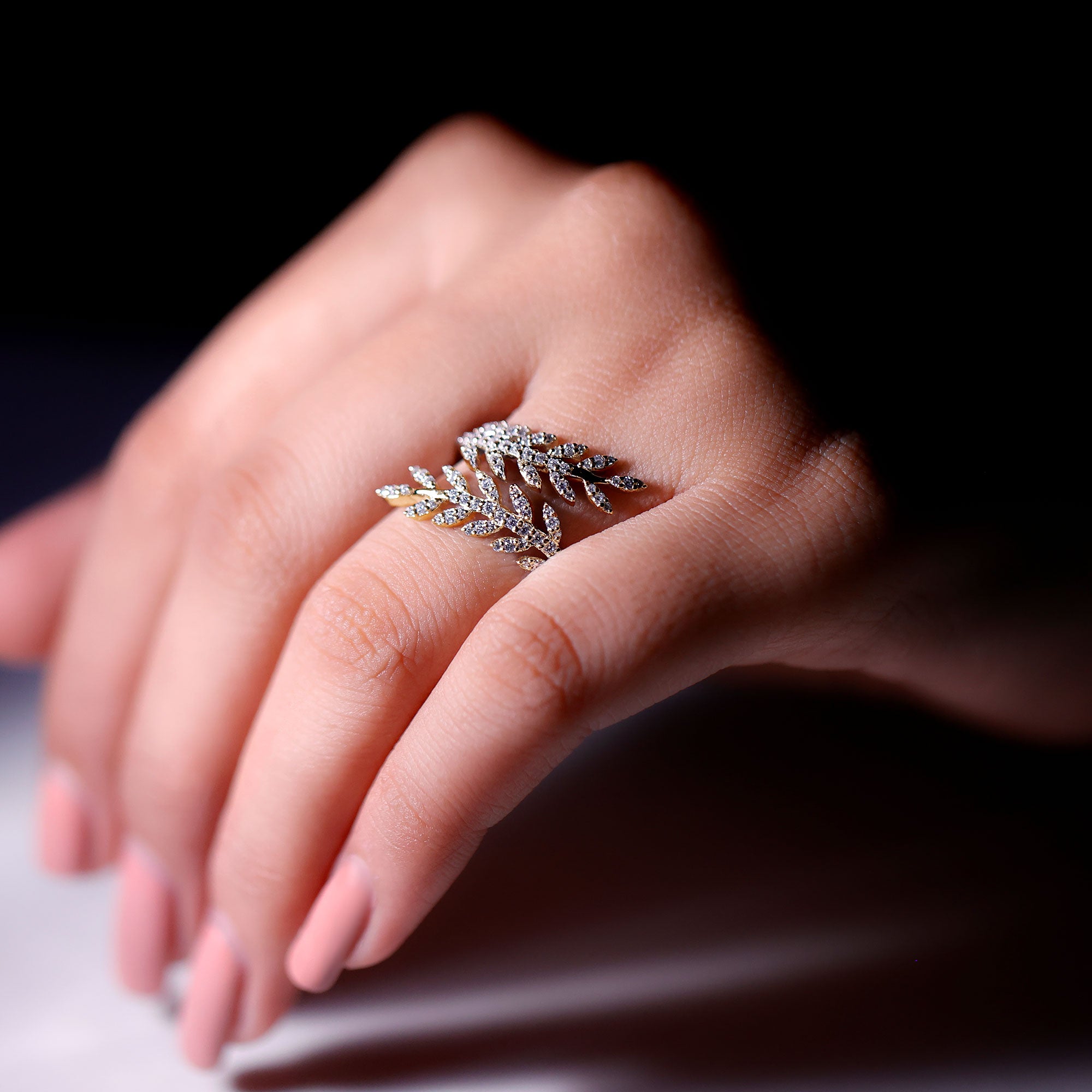 Certified Moissanite Leaf Wrap Ring for Women D-VS1 - Rosec Jewels