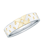 Two Tone Cross Wedding Band with Moissanite D-VS1 - Rosec Jewels