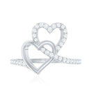 Certified Moissanite 2 Heart Promise Ring D-VS1 - Rosec Jewels