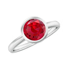Bezel Set 8 MM Lab Created Ruby Solitaire Engagement Ring AAAA - Rosec Jewels