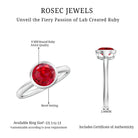 Bezel Set 8 MM Lab Created Ruby Solitaire Engagement Ring AAAA - Rosec Jewels