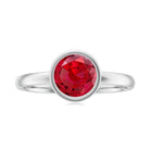 Bezel Set 8 MM Lab Created Ruby Solitaire Engagement Ring AAAA - Rosec Jewels