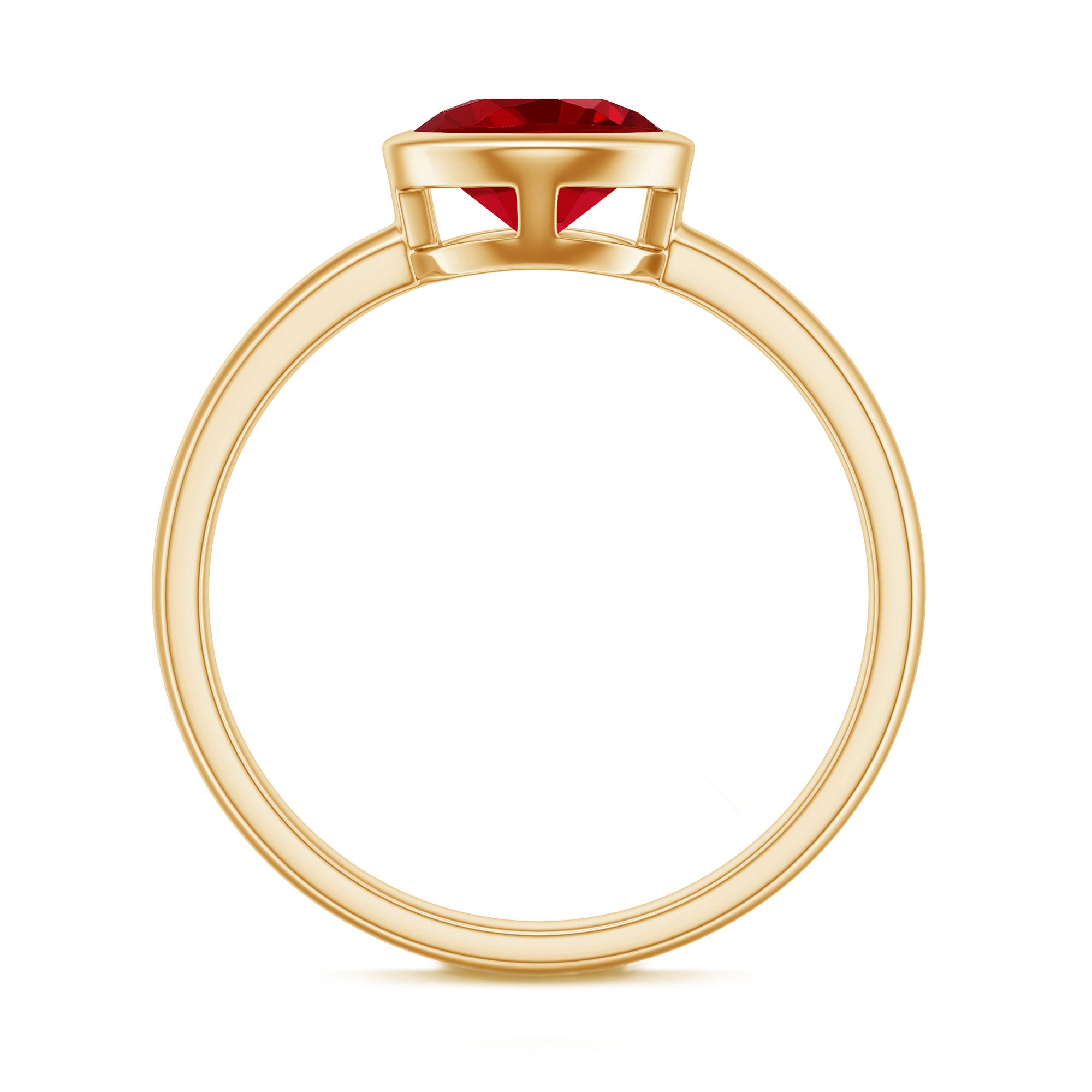 Bezel Set 8 MM Lab Created Ruby Solitaire Engagement Ring AAAA - Rosec Jewels