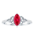 0.75 Carat Lab Grown Ruby Celtic Knot Ring with Diamond AAAA - Rosec Jewels