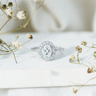 Brilliant Cut Moissanite Classic Engagement Ring with Halo D-VS1 - Rosec Jewels