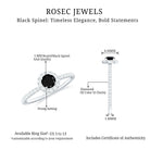 Rosec Jewels-Minimal Black Spinel Engagement Ring with Diamond Halo