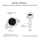 Rosec Jewels-Certified 8 MM Black Onyx Crossover Engagement Ring with Moissanite Halo