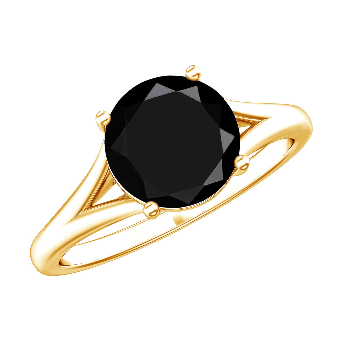Real 2 Carat Black Onyx Solitaire Ring with Hidden Moissanite AAA - Rosec Jewels