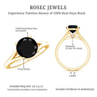 Real 2 Carat Black Onyx Solitaire Ring with Hidden Moissanite AAA - Rosec Jewels