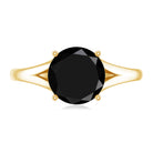Real 2 Carat Black Onyx Solitaire Ring with Hidden Moissanite AAA - Rosec Jewels