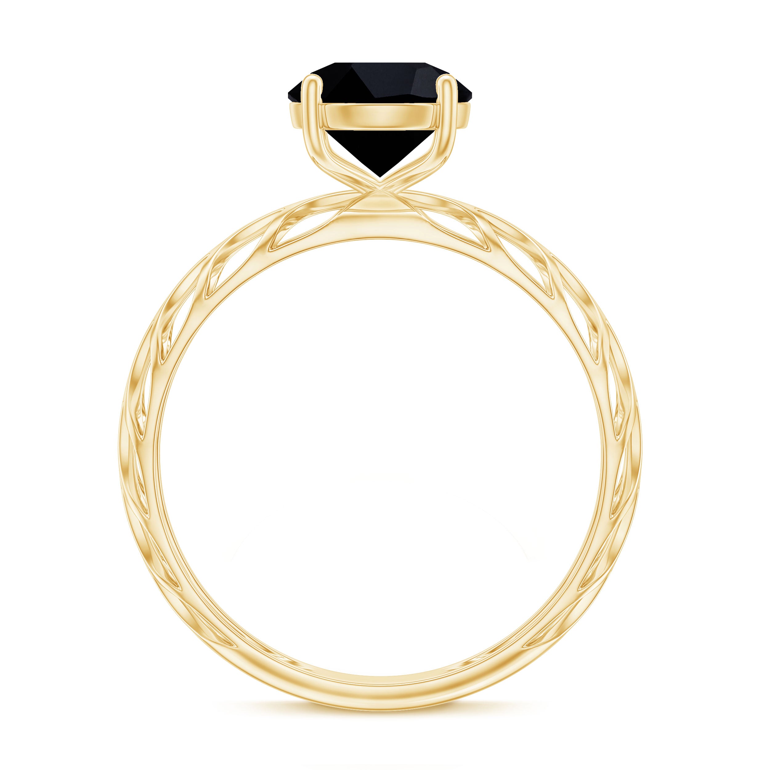 Natural 2.6 Carat Black Spinel Solitaire Engagement Ring for Women AAA - Rosec Jewels