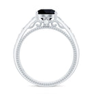 Vintage Style Black Spinel Diamond Engagement Ring with Celtic Knot AAA - Rosec Jewels