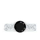 Vintage Style Black Spinel Diamond Engagement Ring with Celtic Knot AAA - Rosec Jewels